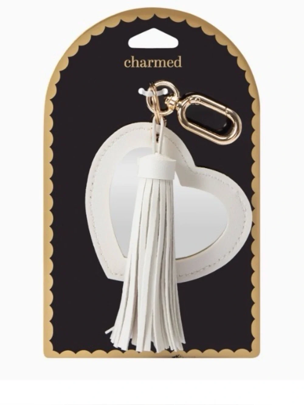 Bag Charm & keychainCharmed White Heart Mirror Tassel